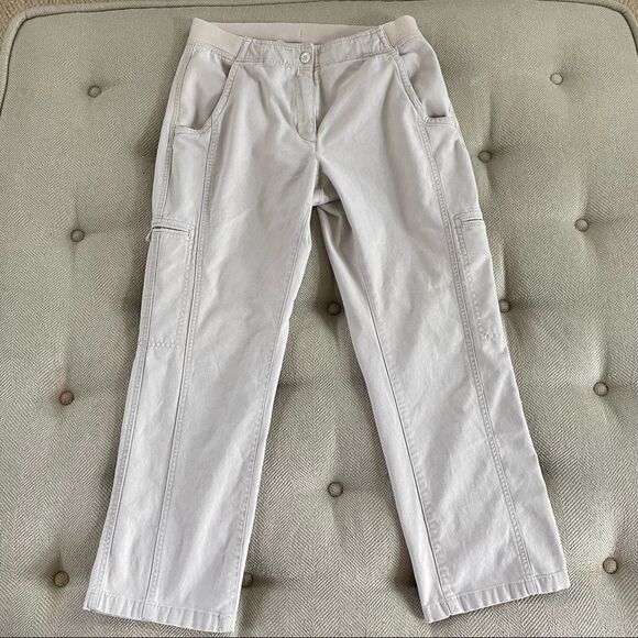 LL Bean Stone Classic Fit Knit Waist Pants 10P Petite - Picture 1 of 9